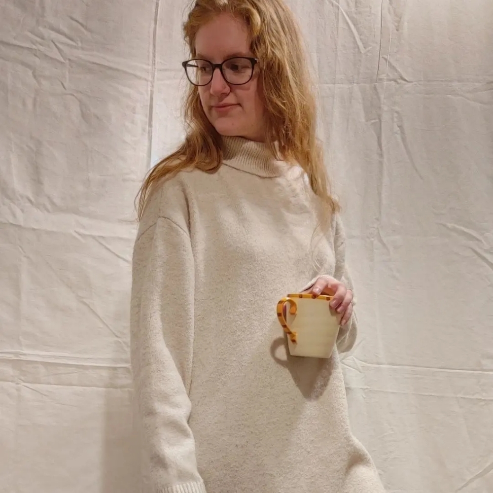 zara • oat turtleneck sweater dress